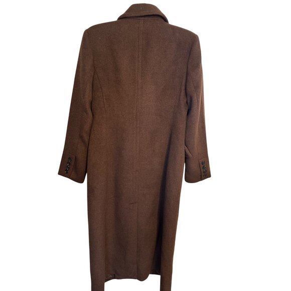 NWT L Avec Les Filles Womens Brown Double-Breasted Long Wool Blend Coat - Picture 14 of 16